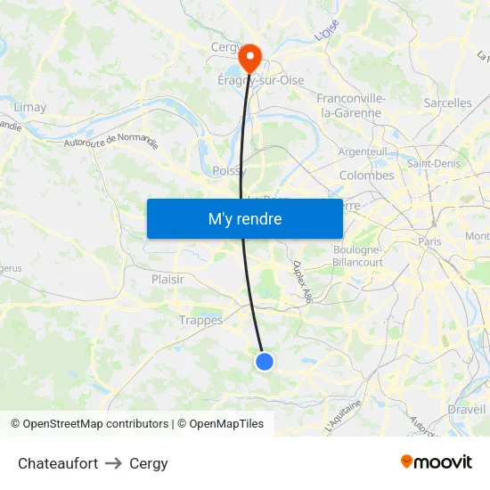 Chateaufort to Cergy map