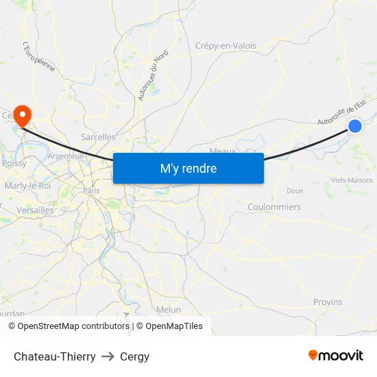 Chateau-Thierry to Cergy map