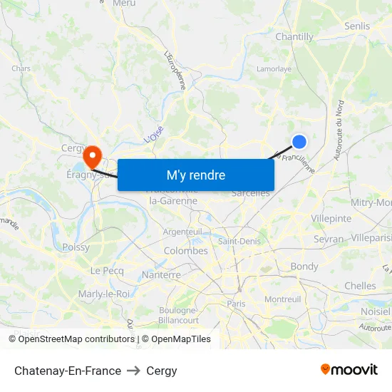 Chatenay-En-France to Cergy map