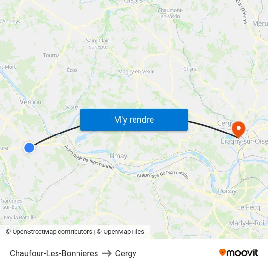 Chaufour-Les-Bonnieres to Cergy map