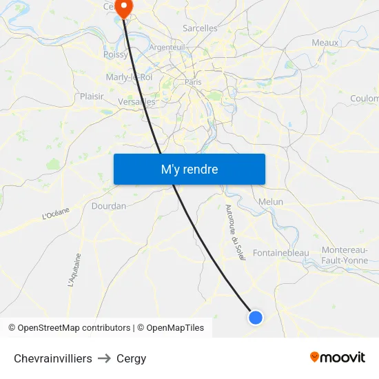 Chevrainvilliers to Cergy map