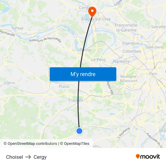 Choisel to Cergy map