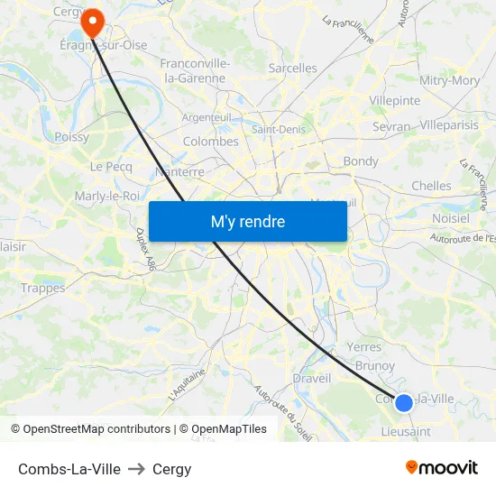 Combs-La-Ville to Cergy map