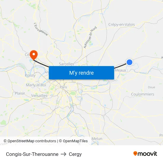 Congis-Sur-Therouanne to Cergy map