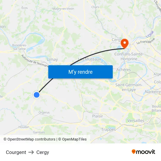 Courgent to Cergy map