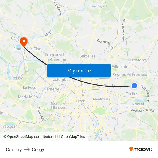 Courtry to Cergy map