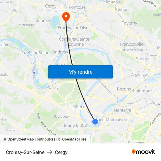 Croissy-Sur-Seine to Cergy map