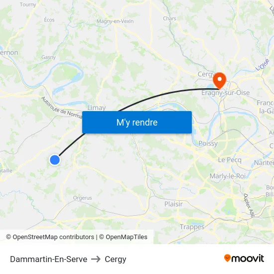 Dammartin-En-Serve to Cergy map