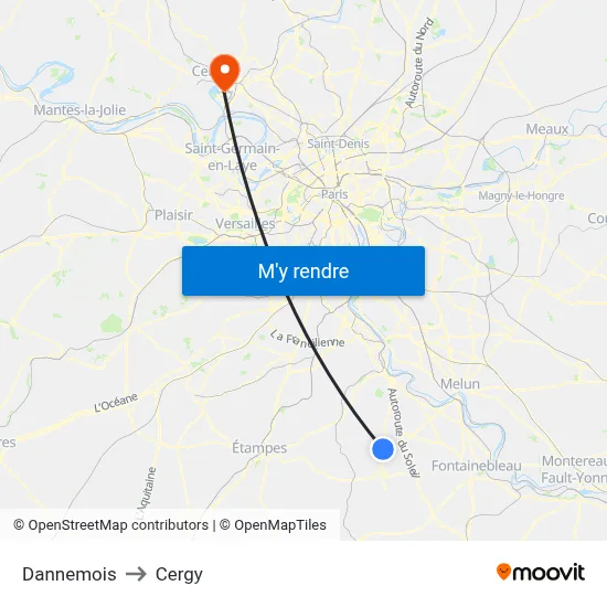 Dannemois to Cergy map