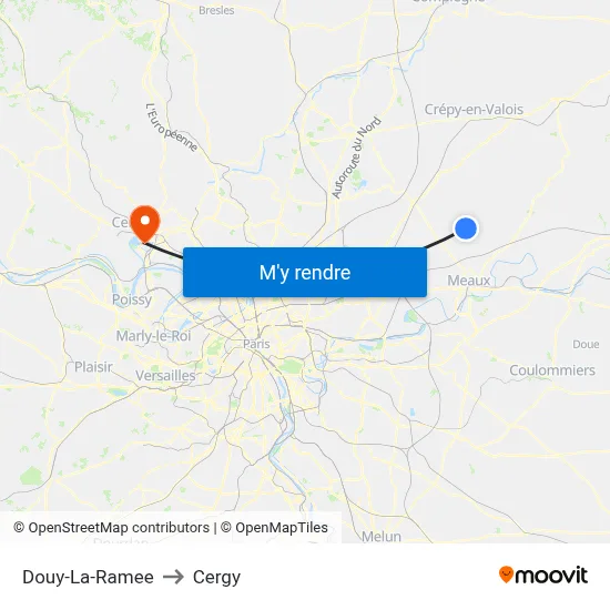 Douy-La-Ramee to Cergy map