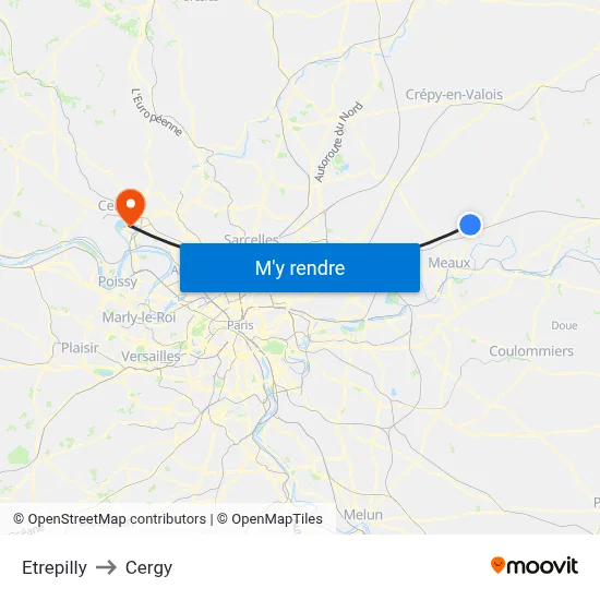 Etrepilly to Cergy map
