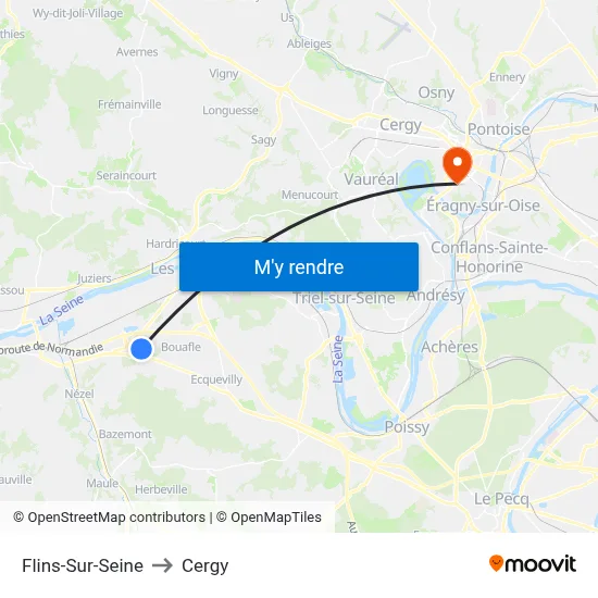 Flins-Sur-Seine to Cergy map