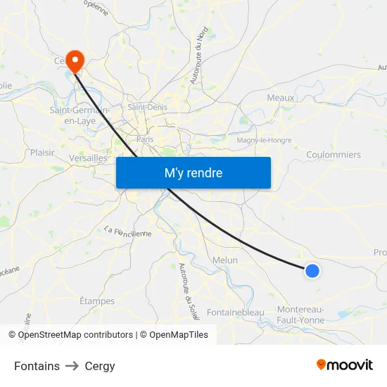 Fontains to Cergy map