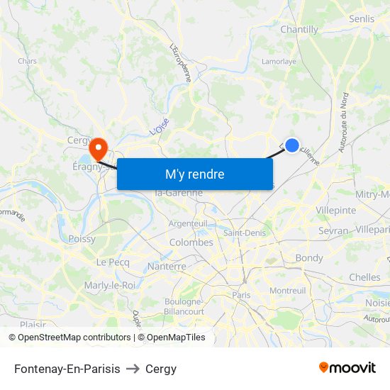 Fontenay-En-Parisis to Cergy map
