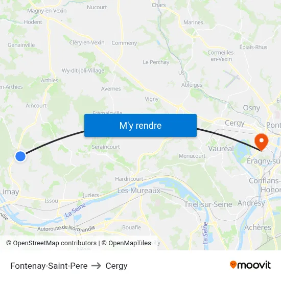 Fontenay-Saint-Pere to Cergy map