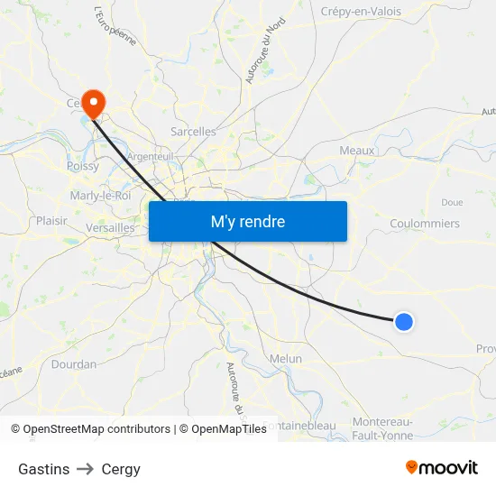 Gastins to Cergy map