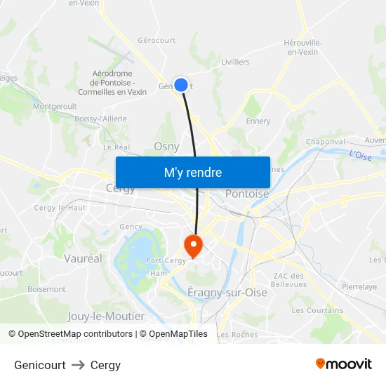 Genicourt to Cergy map