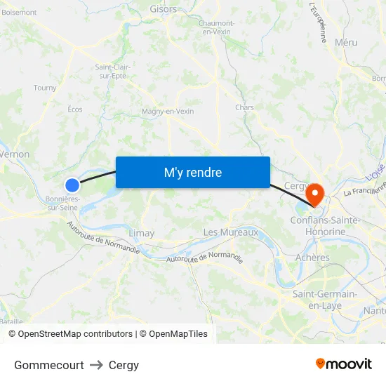 Gommecourt to Cergy map