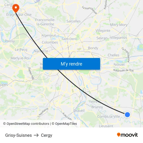 Grisy-Suisnes to Cergy map