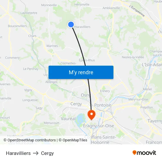 Haravilliers to Cergy map