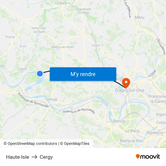 Haute-Isle to Cergy map