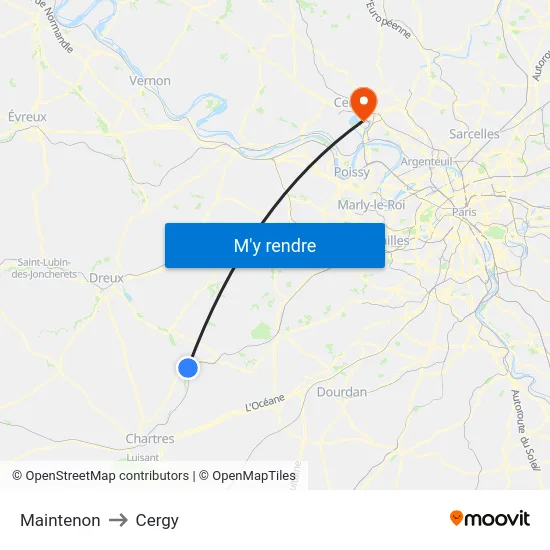 Maintenon to Cergy map