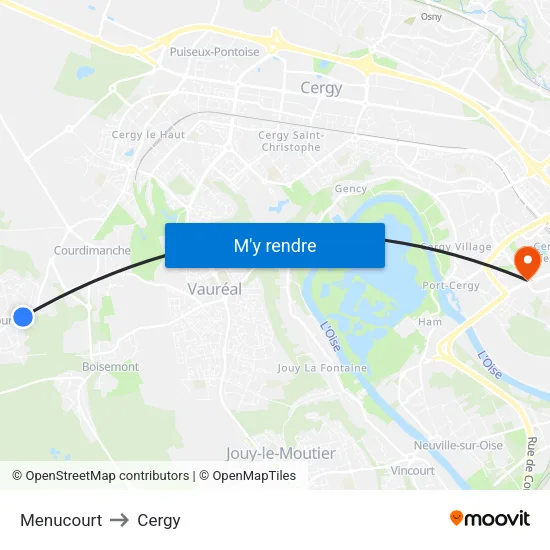 Menucourt to Cergy map