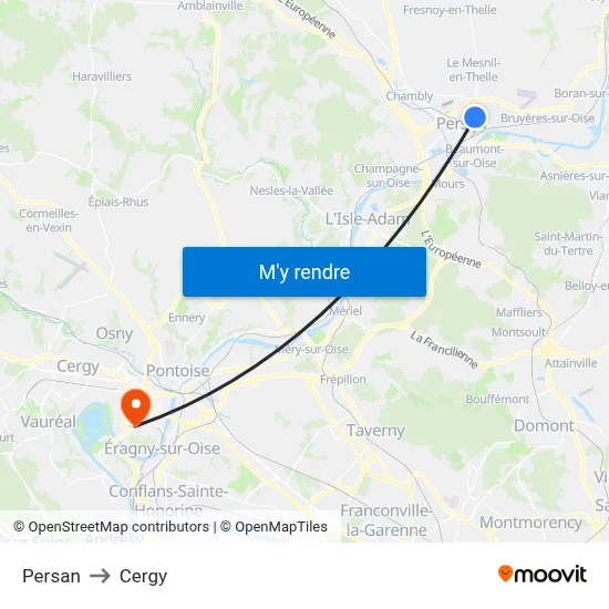 Persan to Cergy map