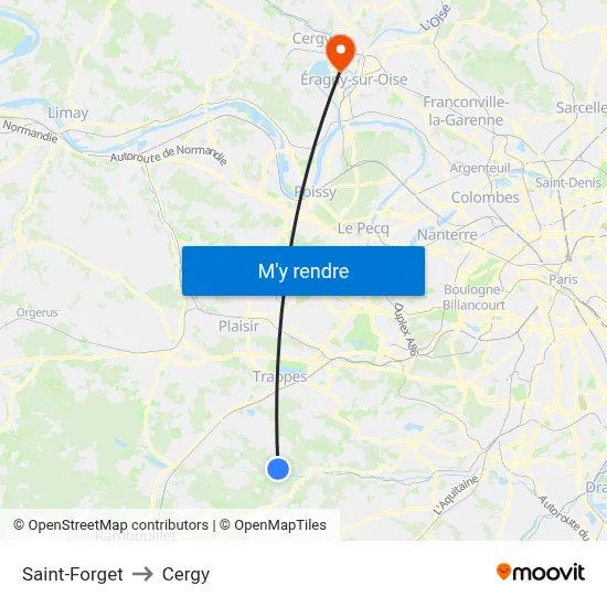 Saint-Forget to Cergy map