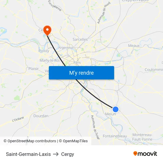 Saint-Germain-Laxis to Cergy map