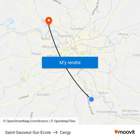 Saint-Sauveur-Sur-Ecole to Cergy map