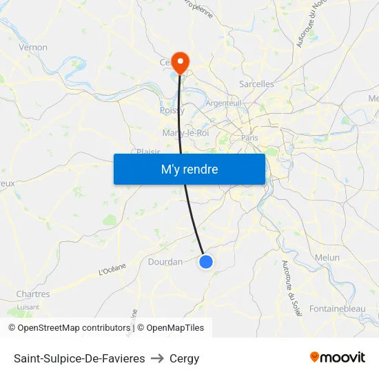 Saint-Sulpice-De-Favieres to Cergy map