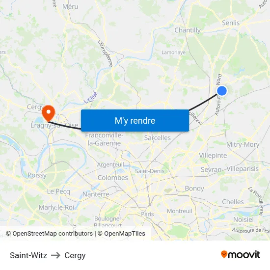 Saint-Witz to Cergy map
