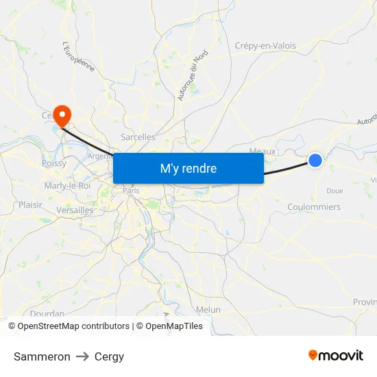 Sammeron to Cergy map