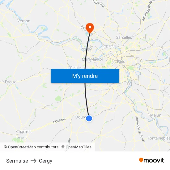 Sermaise to Cergy map