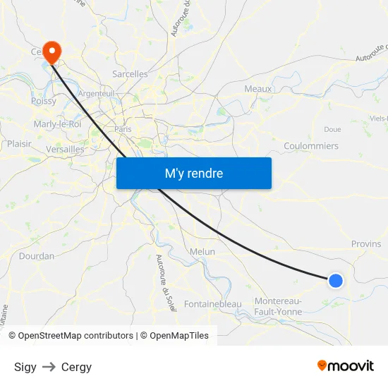 Sigy to Cergy map