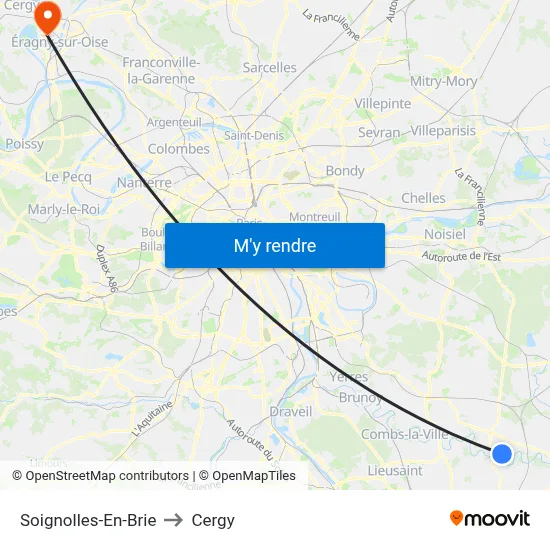 Soignolles-En-Brie to Cergy map