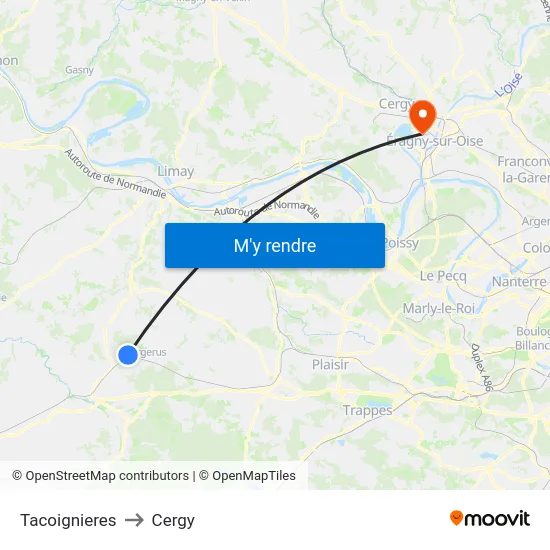 Tacoignieres to Cergy map