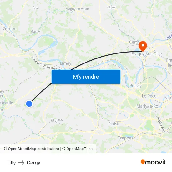 Tilly to Cergy map