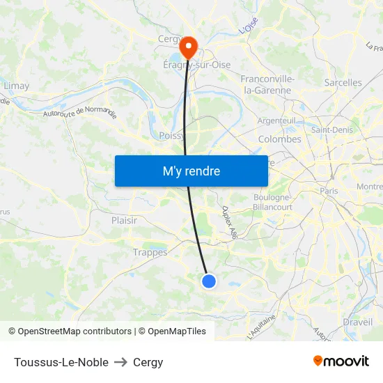 Toussus-Le-Noble to Cergy map