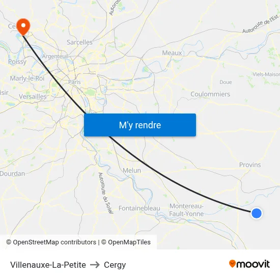 Villenauxe-La-Petite to Cergy map