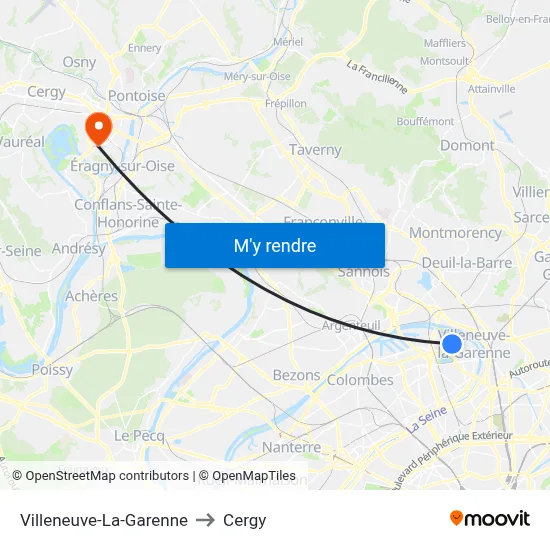 Villeneuve-La-Garenne to Cergy map