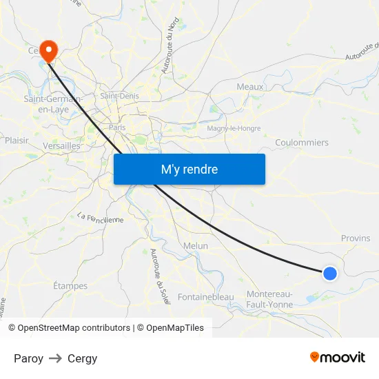 Paroy to Cergy map