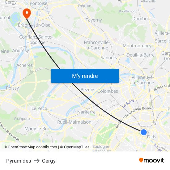 Pyramides to Cergy map