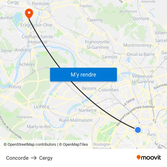 Concorde to Cergy map