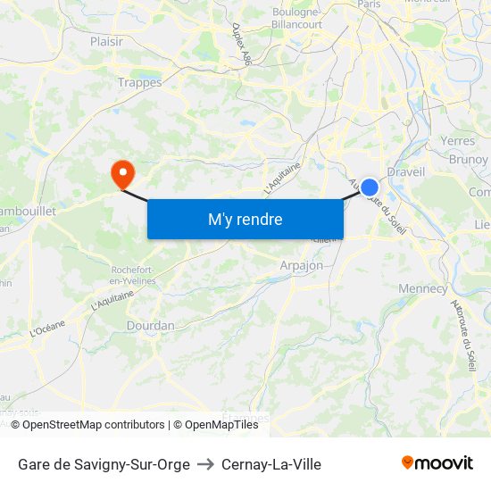 Gare de Savigny-Sur-Orge to Cernay-La-Ville map