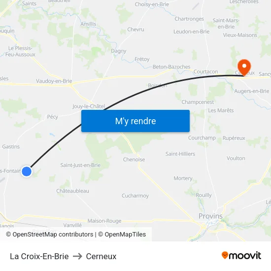 La Croix-En-Brie to Cerneux map