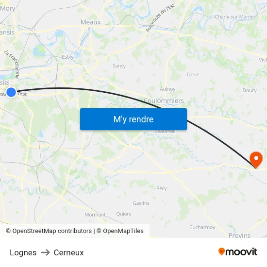 Lognes to Cerneux map