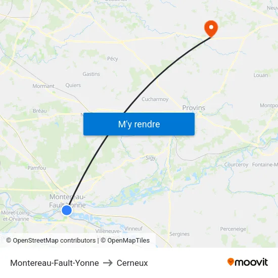 Montereau-Fault-Yonne to Cerneux map