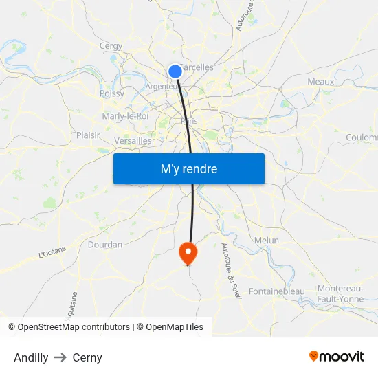 Andilly to Cerny map